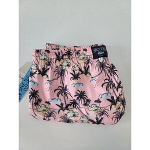 NWT‎ Spicy Tuna Swim Shorts/Trunks Mens XL Lined Pink Palm Tree All Over Water